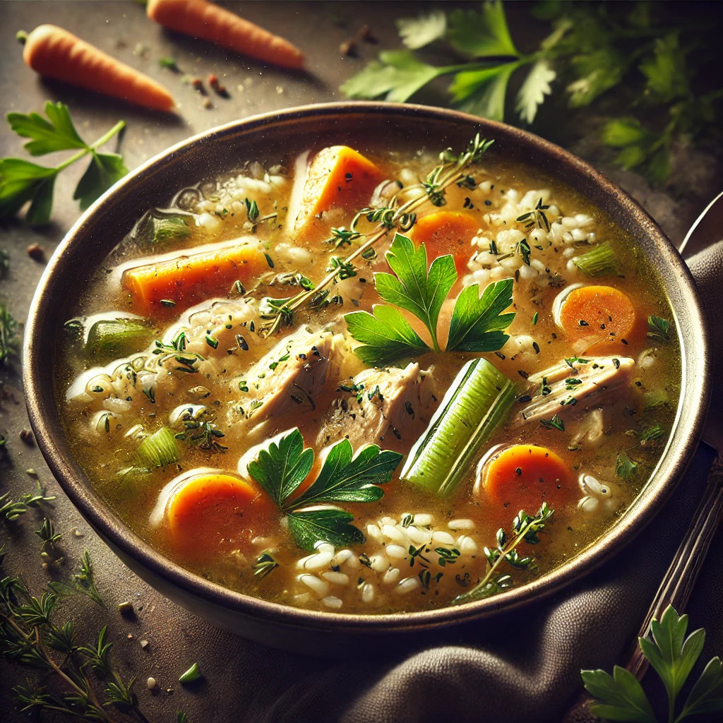 Herbed Chicken & Rice Soup with Bone Broth