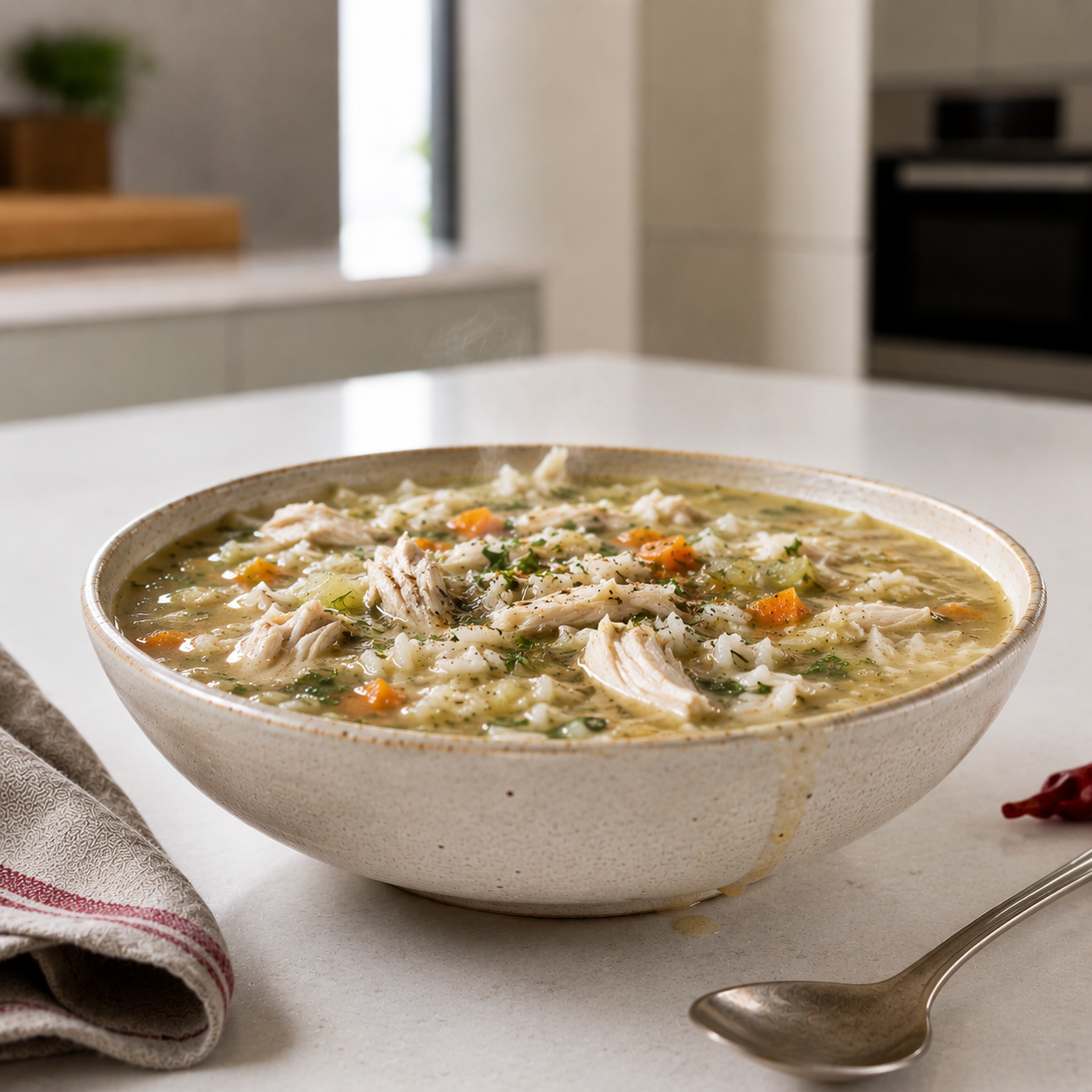 Herbed Chicken & Rice Soup with Bone Broth